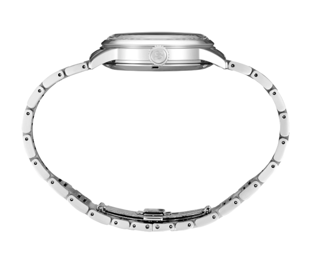 Seiko Presage Cocktail Time Stainless Steel Blue Index & Arabic Dial Watch - side view