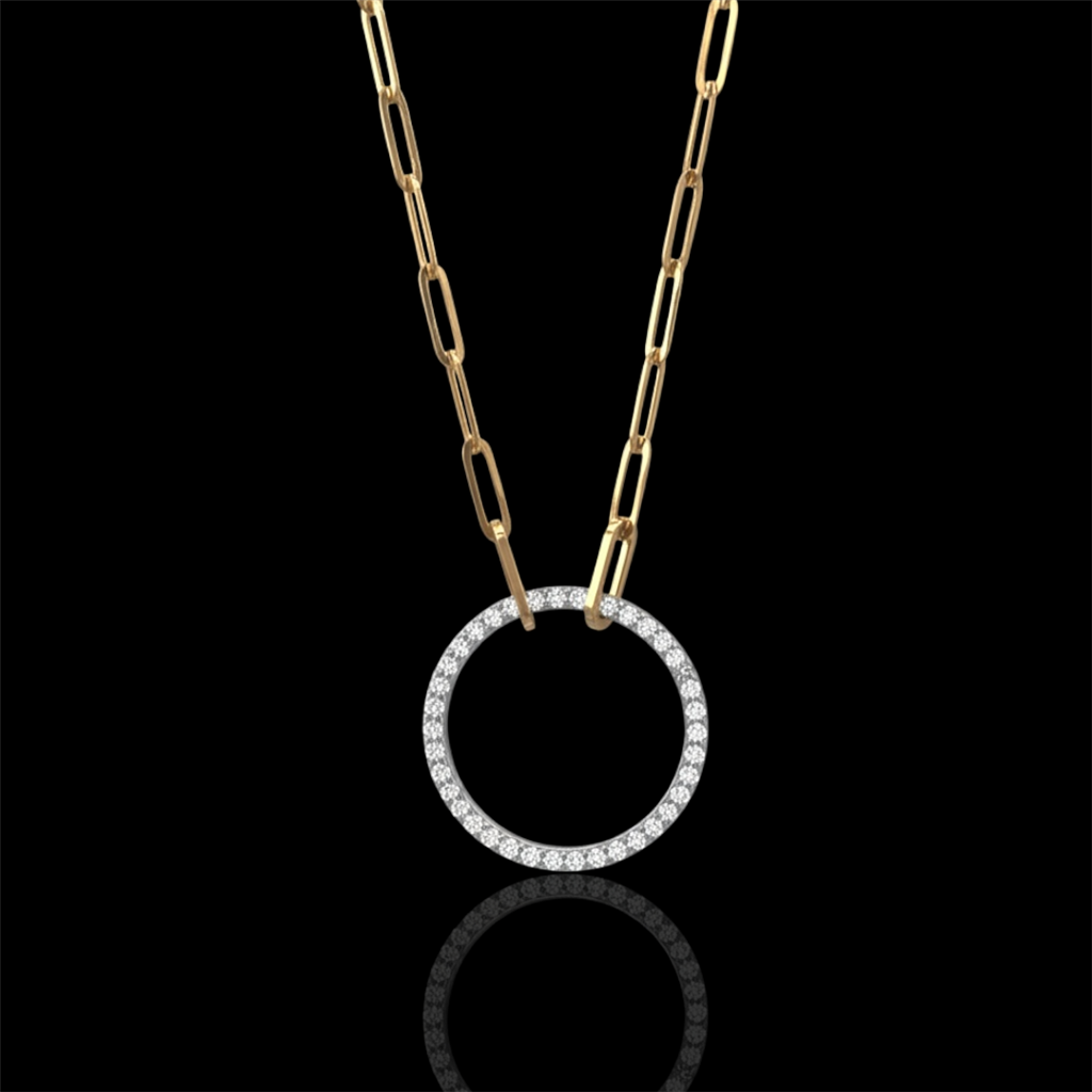 Eternity Diamond Circle Paperclip Necklace