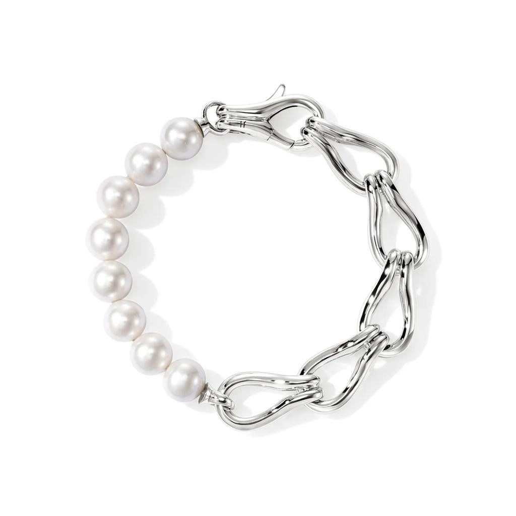 Sterling Silver & Freshwater Pearl Surf Link Bracelet 