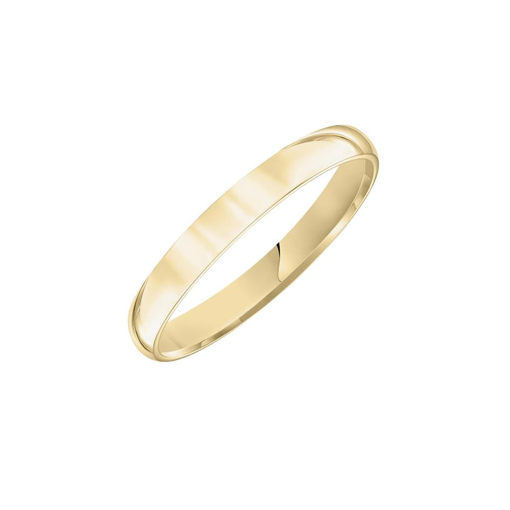 14K Yellow Gold 3mm Comfort Fit Low Dome Wedding Band Size 8