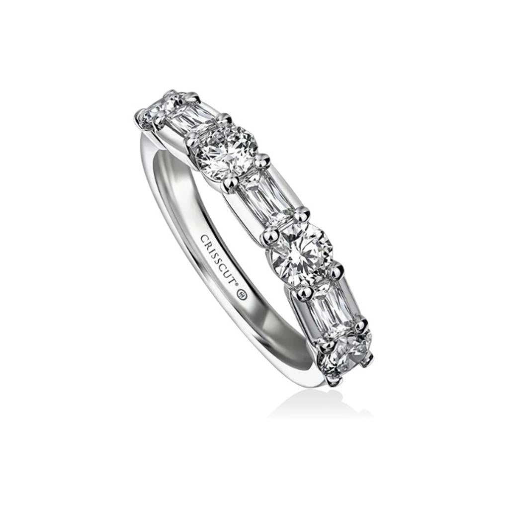 14kt White Gold Alternating Shape Crisscut® Diamond Wedding Band