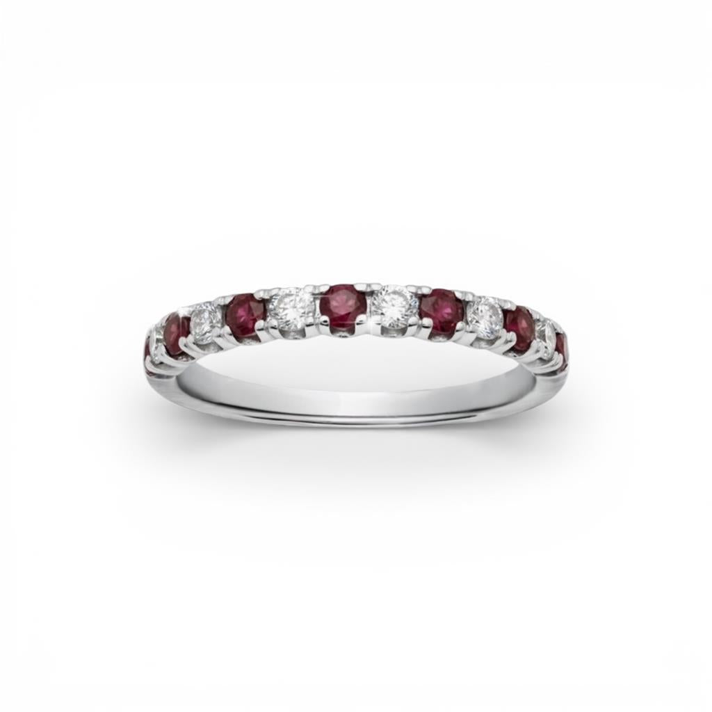 18kt White Gold Round Ruby & Diamond Ring