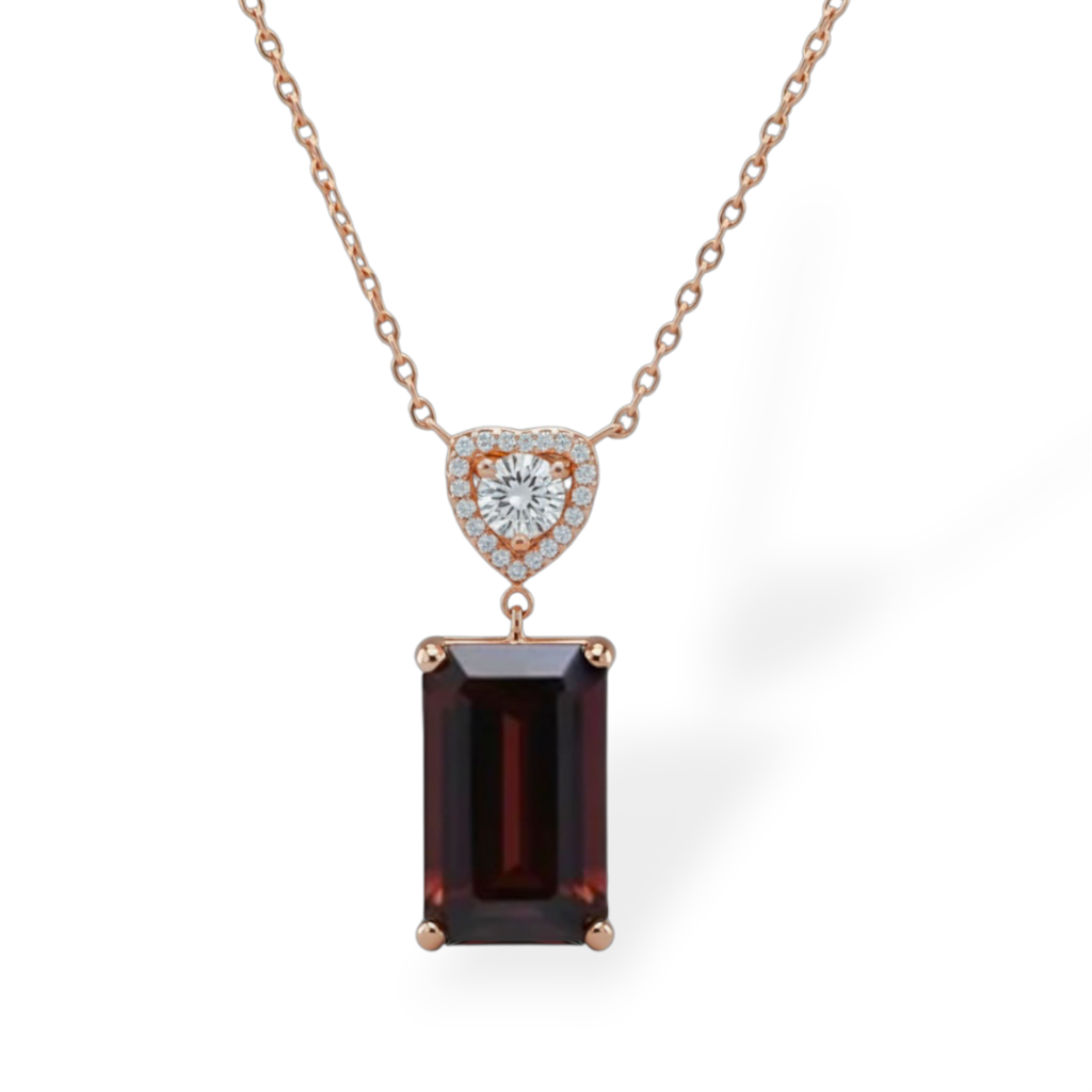 14KT Rose Gold Cinnamon Tourmaline And Diamond Pendant Necklace