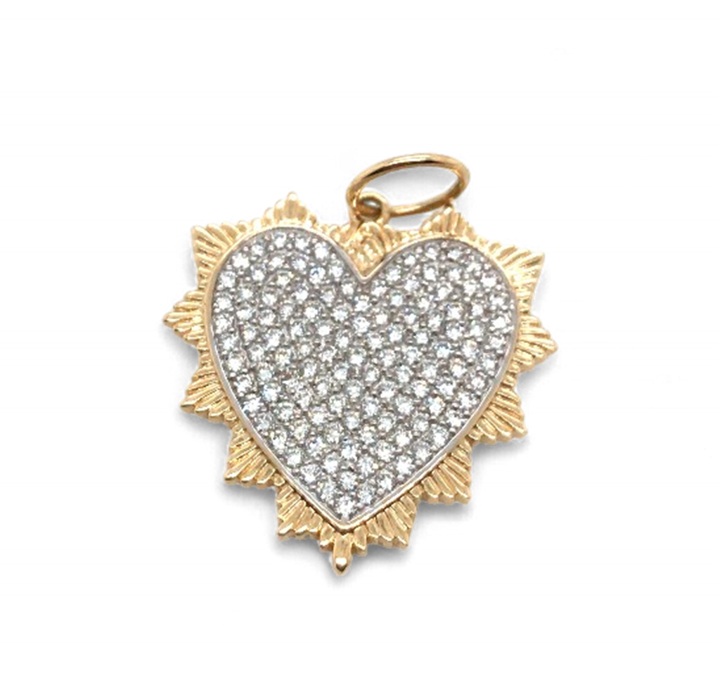 14kt Yellow Gold Scalloped Heart Diamond Pendant 