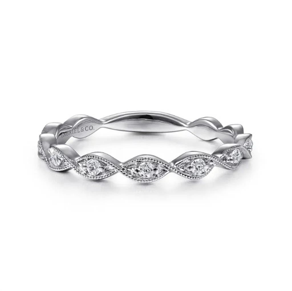 14KT White Gold Twisted Diamond Wedding Band Designed By Gabriel and Co.
