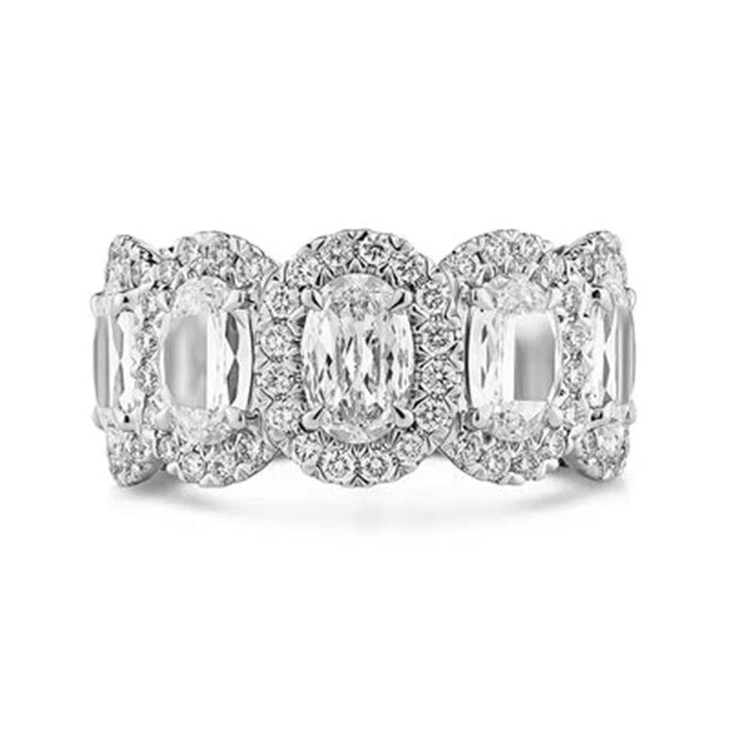 18kt White Gold 7-Stone Halo Diamond Ring