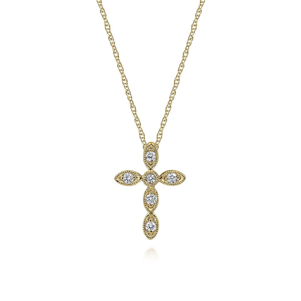 14KT Yellow Gold Diamond Cross Necklace