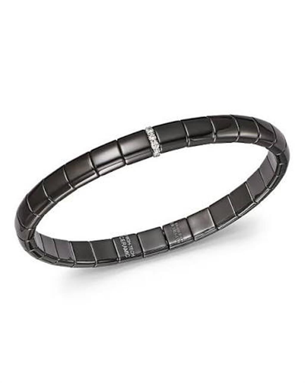 Demeglio Black Ceramic & 18KT White Gold Diamond Bar Bracelet