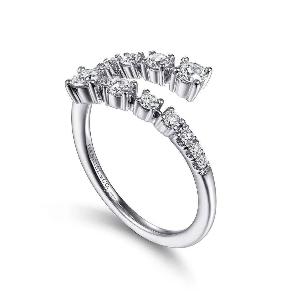 14kt White Gold Open Bypass Diamond Fashion Ring