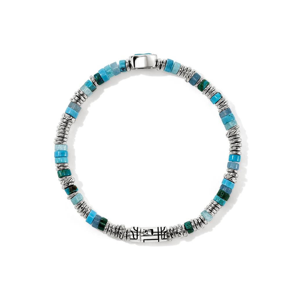 Sterling Silver 4mm Swiss Blue Topaz Heishi Beaded Bracelet – Size UM