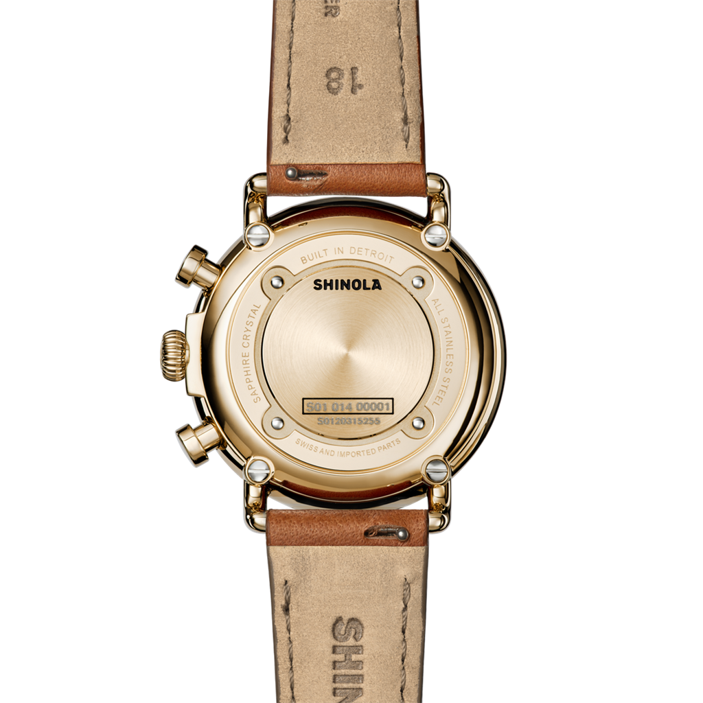 Shinola S0120315255 Runwell Chronograph 37mm Yellow Stainless Steel Cream Dial Leather