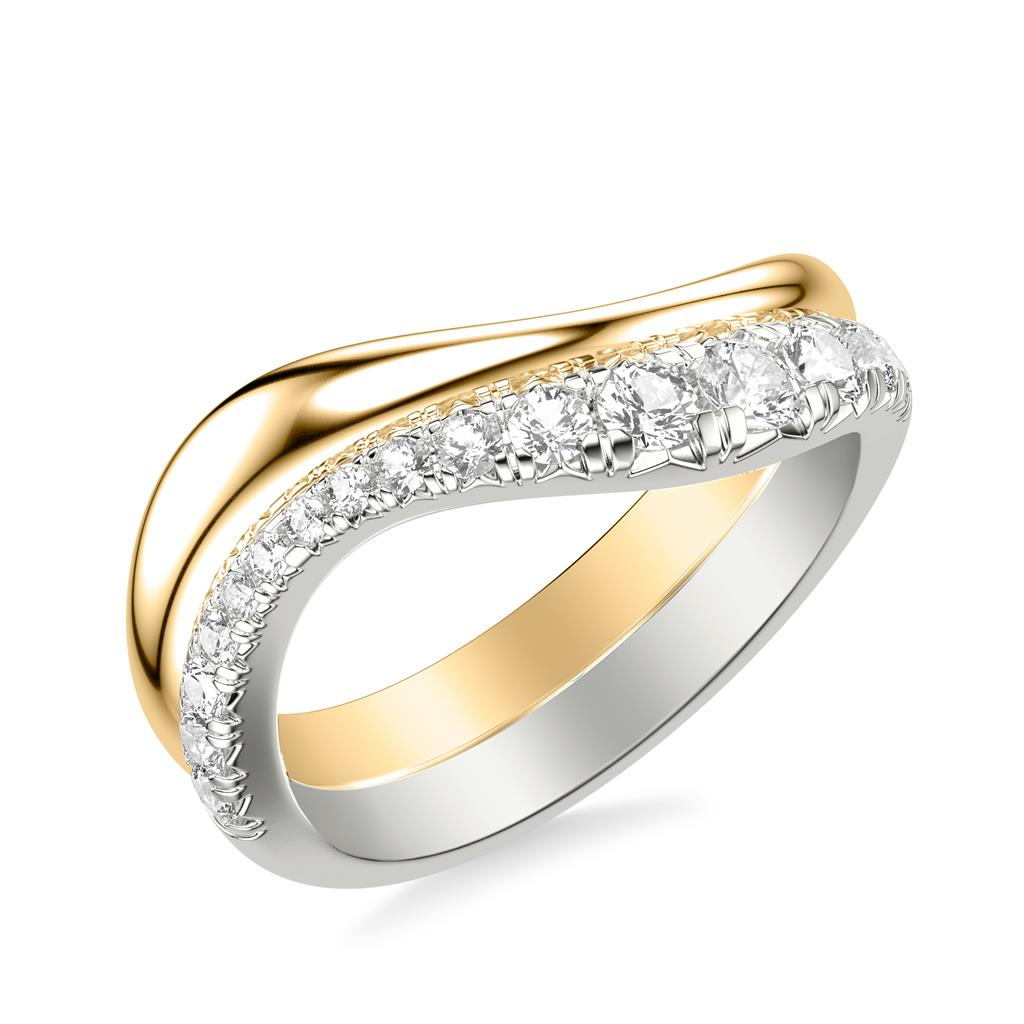 Two-Tone Organic Curve Double Row Diamond Band Designed by Frederick Goldman
