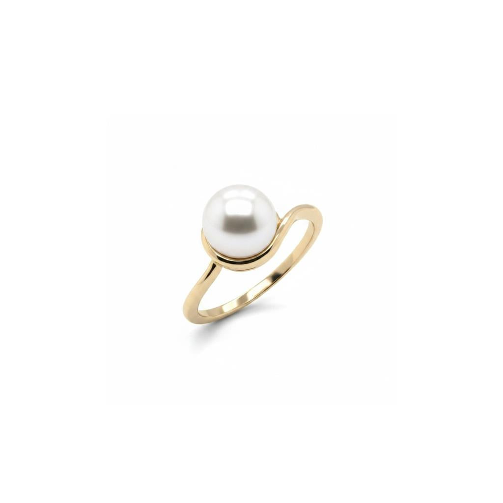 14kt Yellow Gold 8mm AA Quality Akoya Pearl Ring