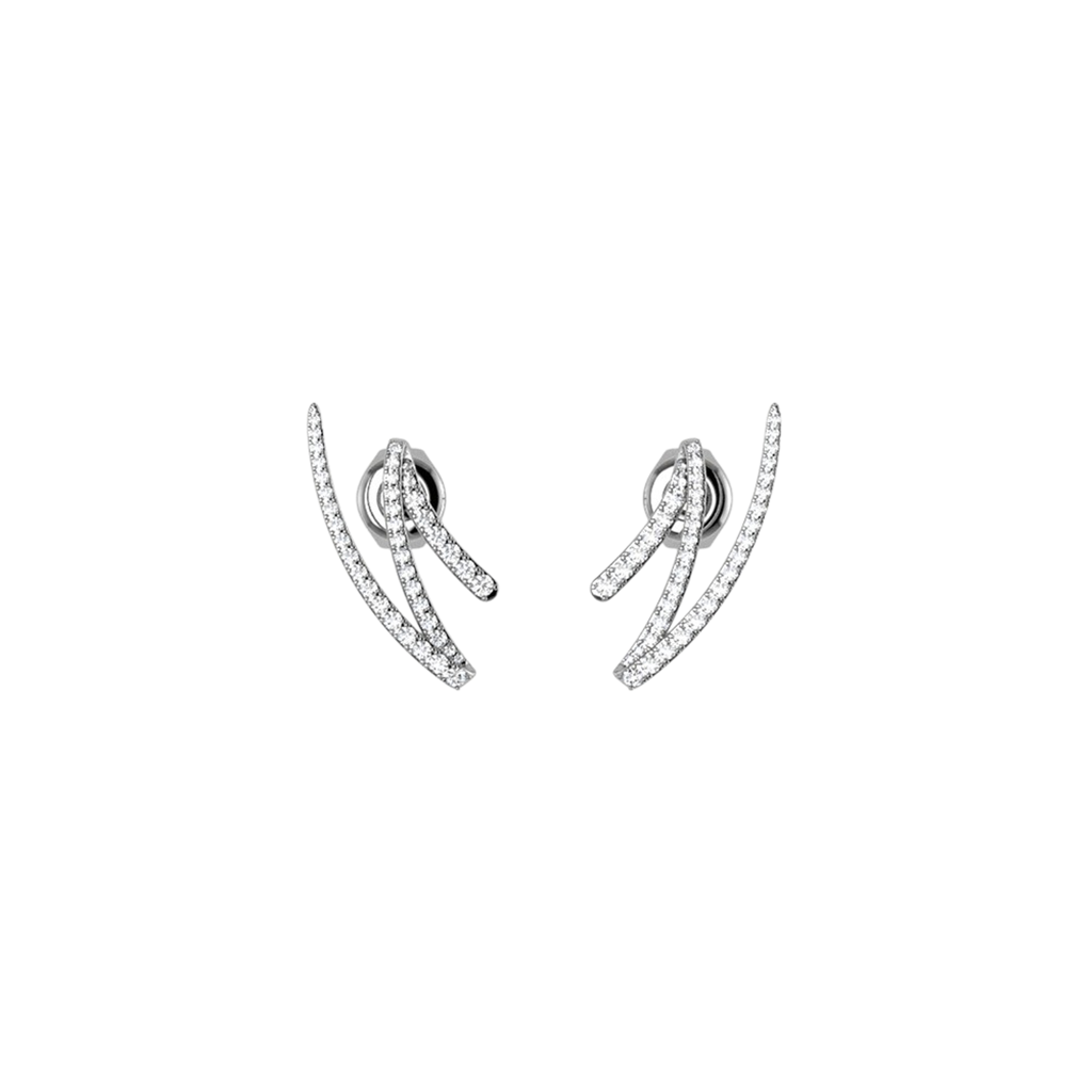 18kt White Gold Diamond Zig Zag Stud Earrings LE2332 