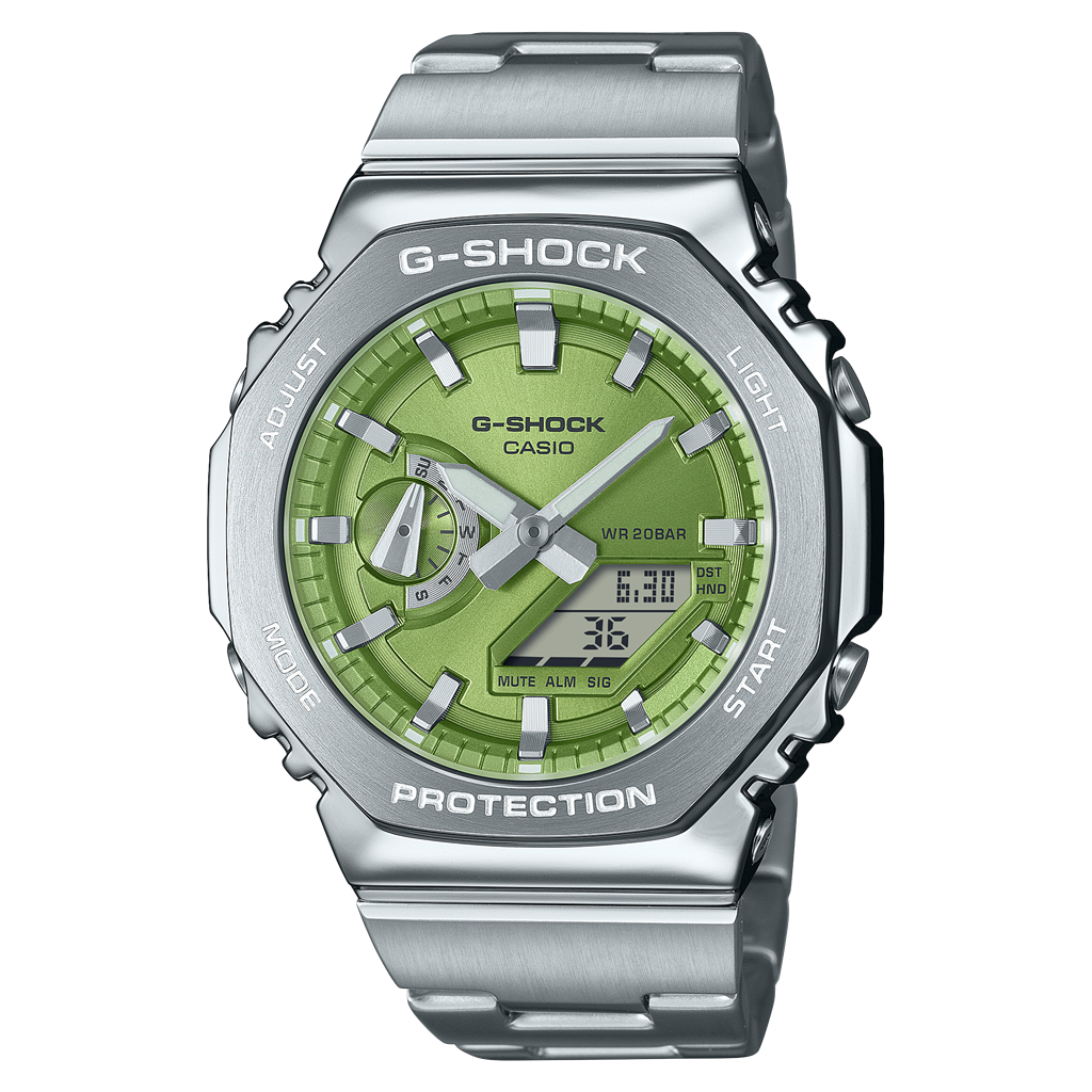 G-Shock Stainless Steel Green Index/Digital G-Steel Watch GM2110D-3A