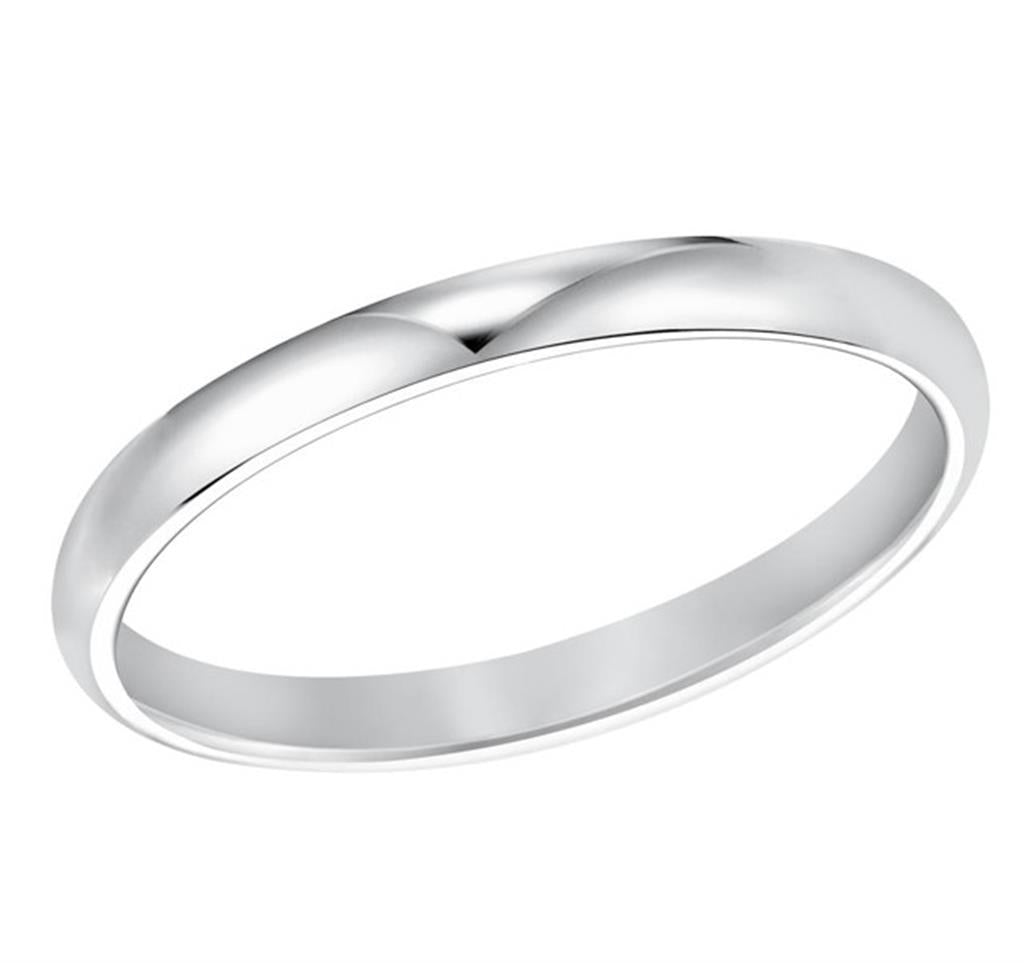 14kt White Gold Low Dome Comfort Fit Wedding Band 