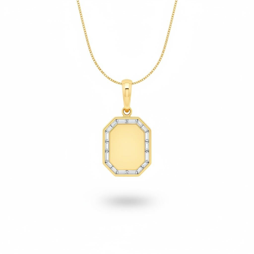 14K Yellow Gold Diamond Octagonal Tag Pendant | 0.34ct