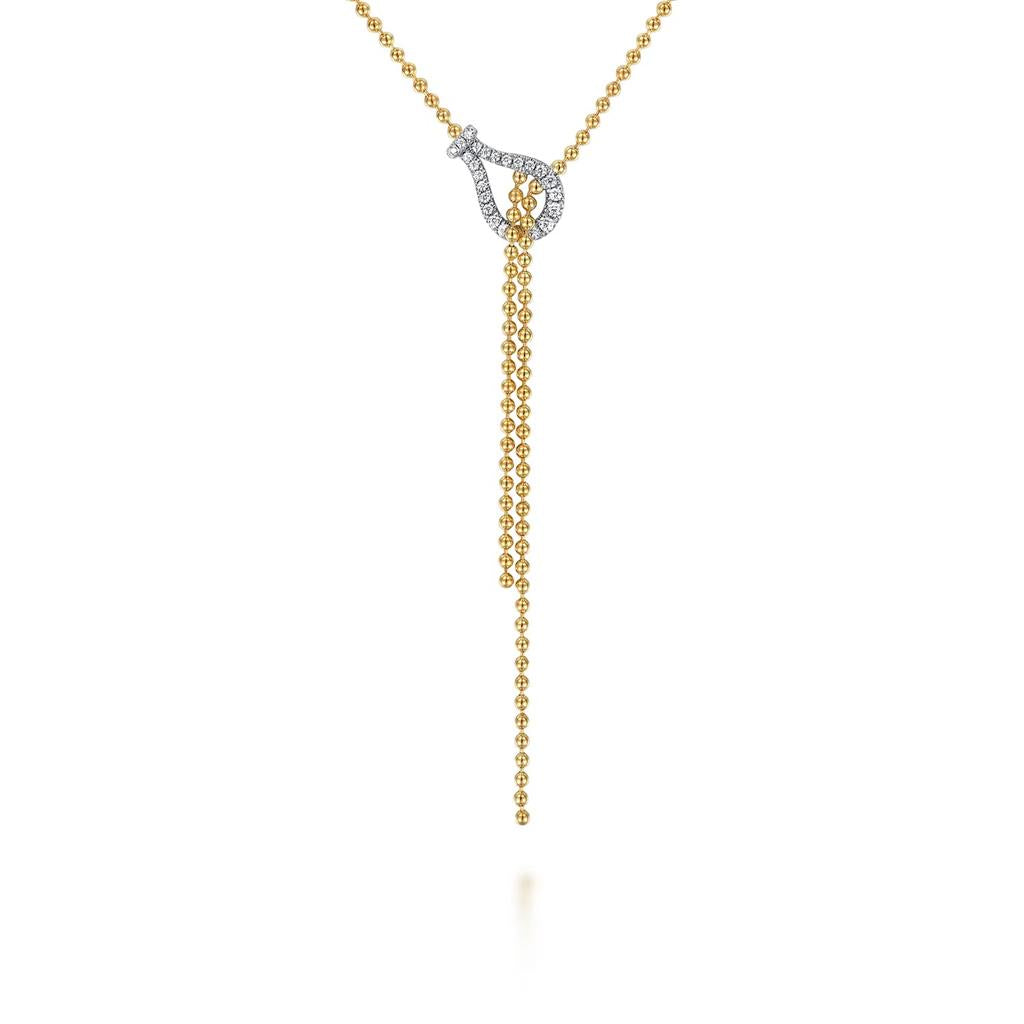 14KT Two-Tone Bujukan Diamond Buckle Y Necklace