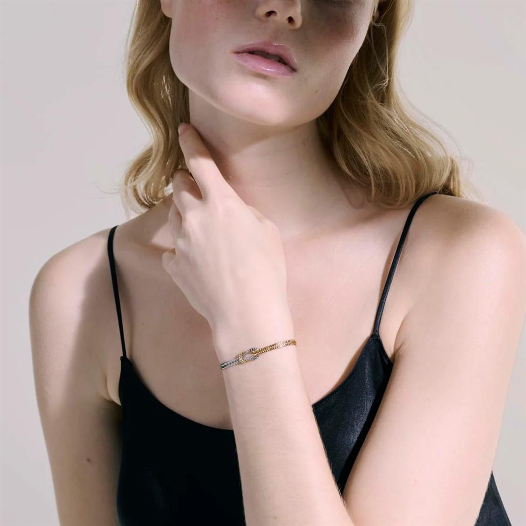 Love Knot Bracelet – 1.8mm Sterling Silver & 14kt Yellow Gold BUZZ900776XUM