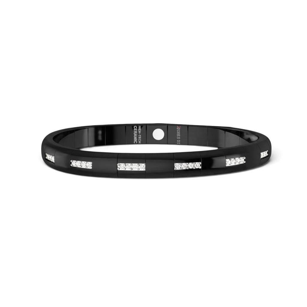 Demeglio Black Ceramic & 18KT White Gold 0.60ct Diamond Bracelet
