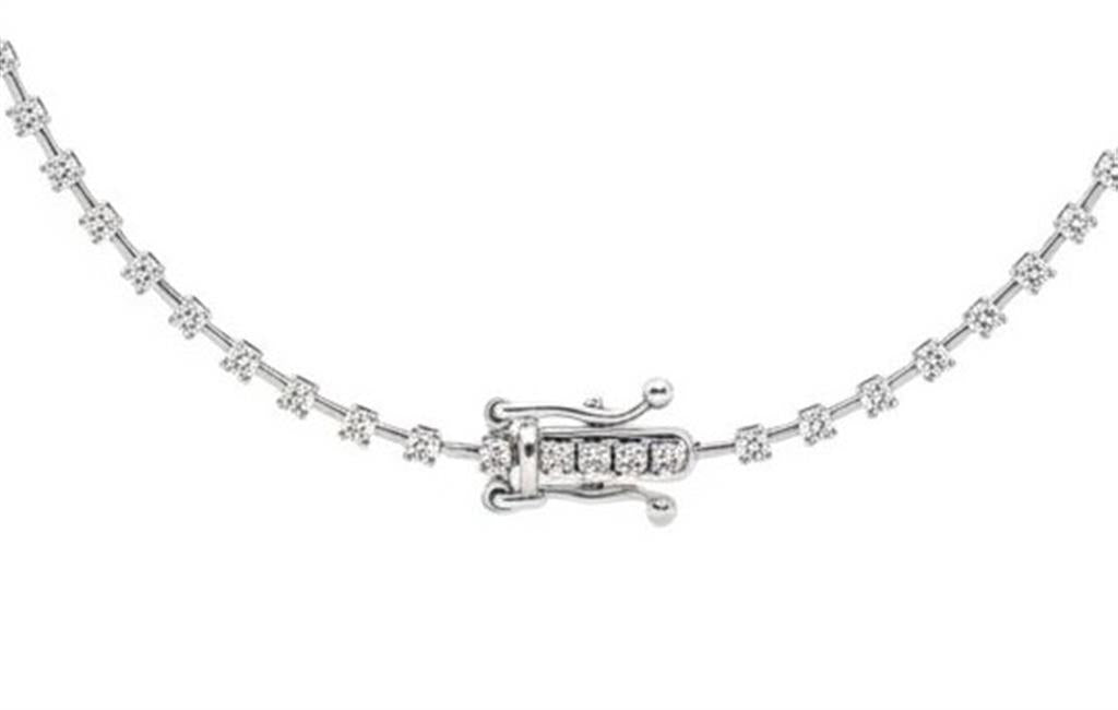 14Kt White Gold Link & Single Diamond Stations Tennis Bracelet