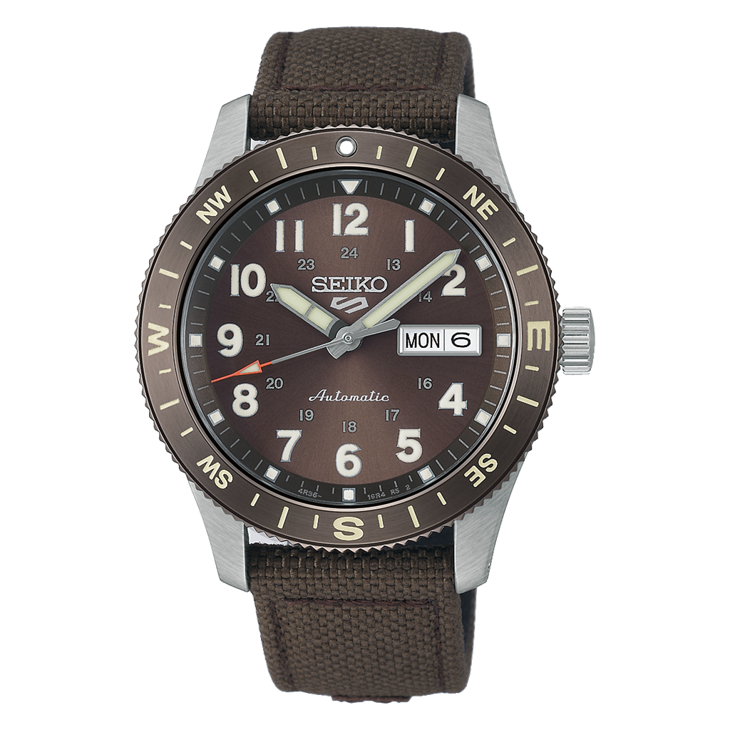 Seiko 5 Sports Field Series HDB009 41mm Stainless Steel Brown Dial Compass Watch