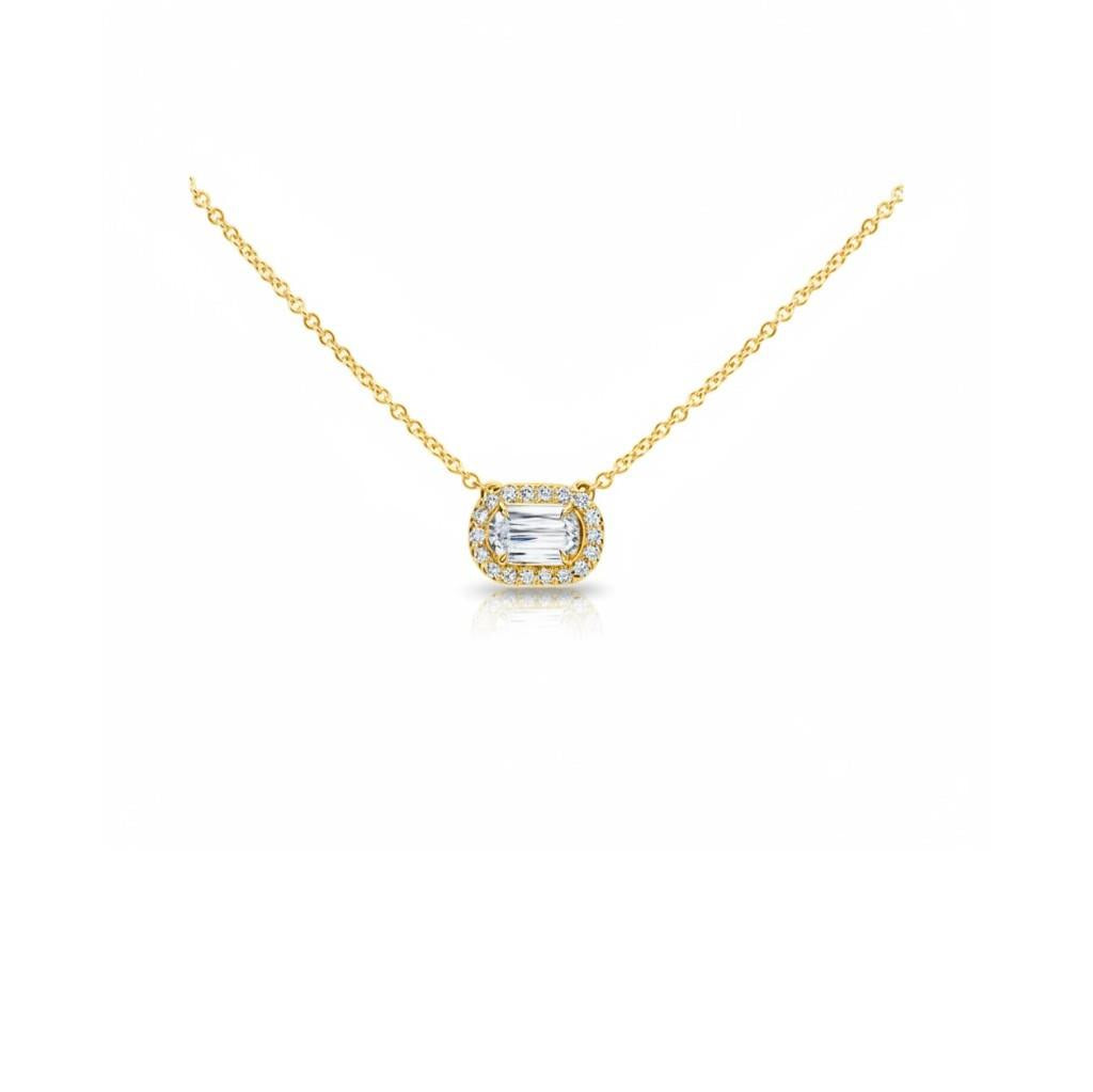 14kt Yellow Gold L’Amour Crisscut Diamond Solitaire Necklace