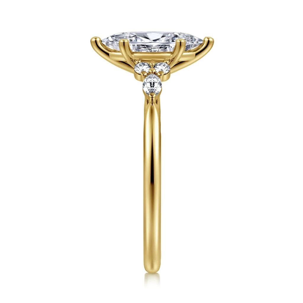 14kt Yellow Gold Marquise-Accented Diamond Semi-Mounting – Size 6.5