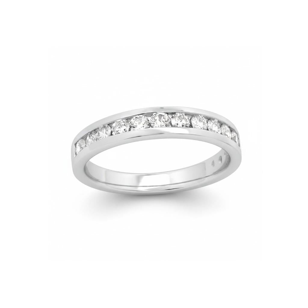Platinum Channel Set Diamond Wedding Band | 0.70 CTW Round Diamond Ring