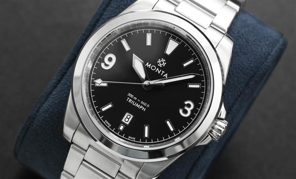 Monta Triumph Stainless Steel Black Dial Automatic Watch