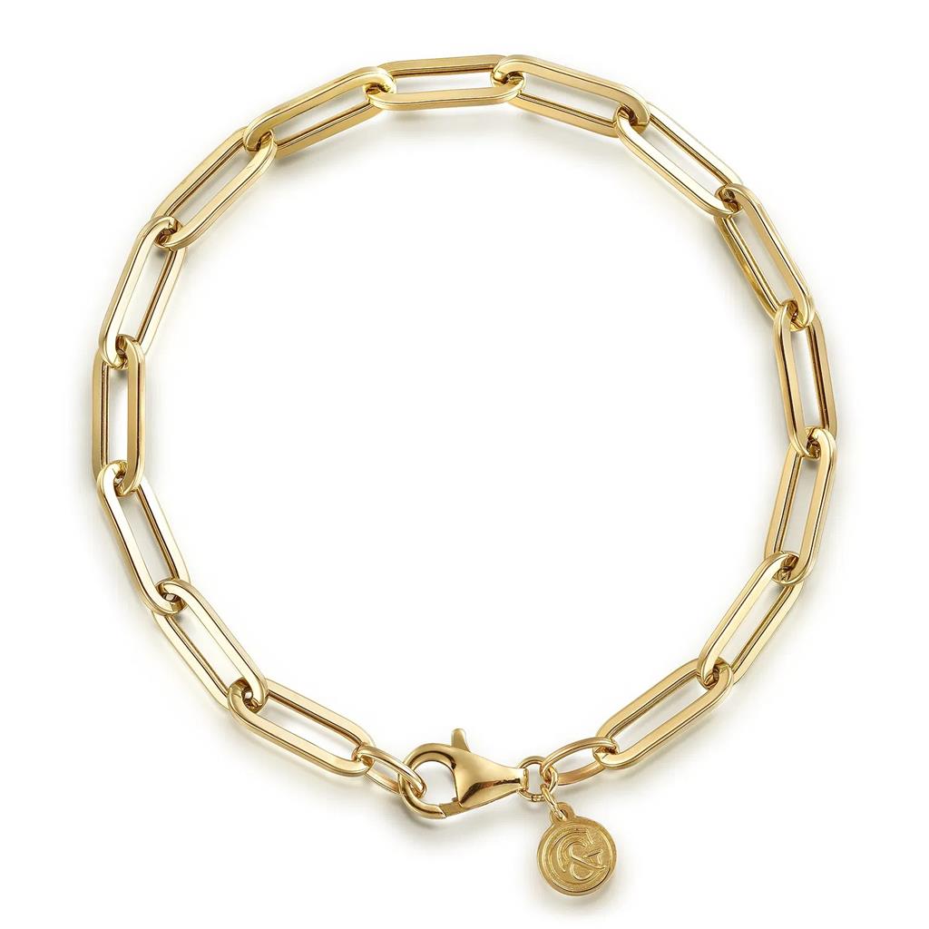 14K Yellow Gold Hollow Paperclip Chain Bracelet