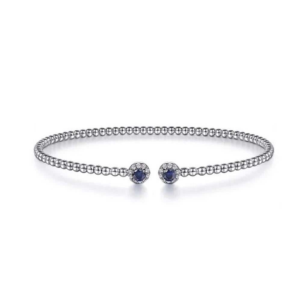 14K White Gold Bujukan Sapphire and Diamond Split Bangle