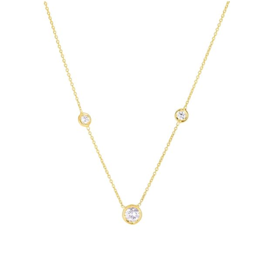 18K Yellow Gold 3-Station Diamond Necklace