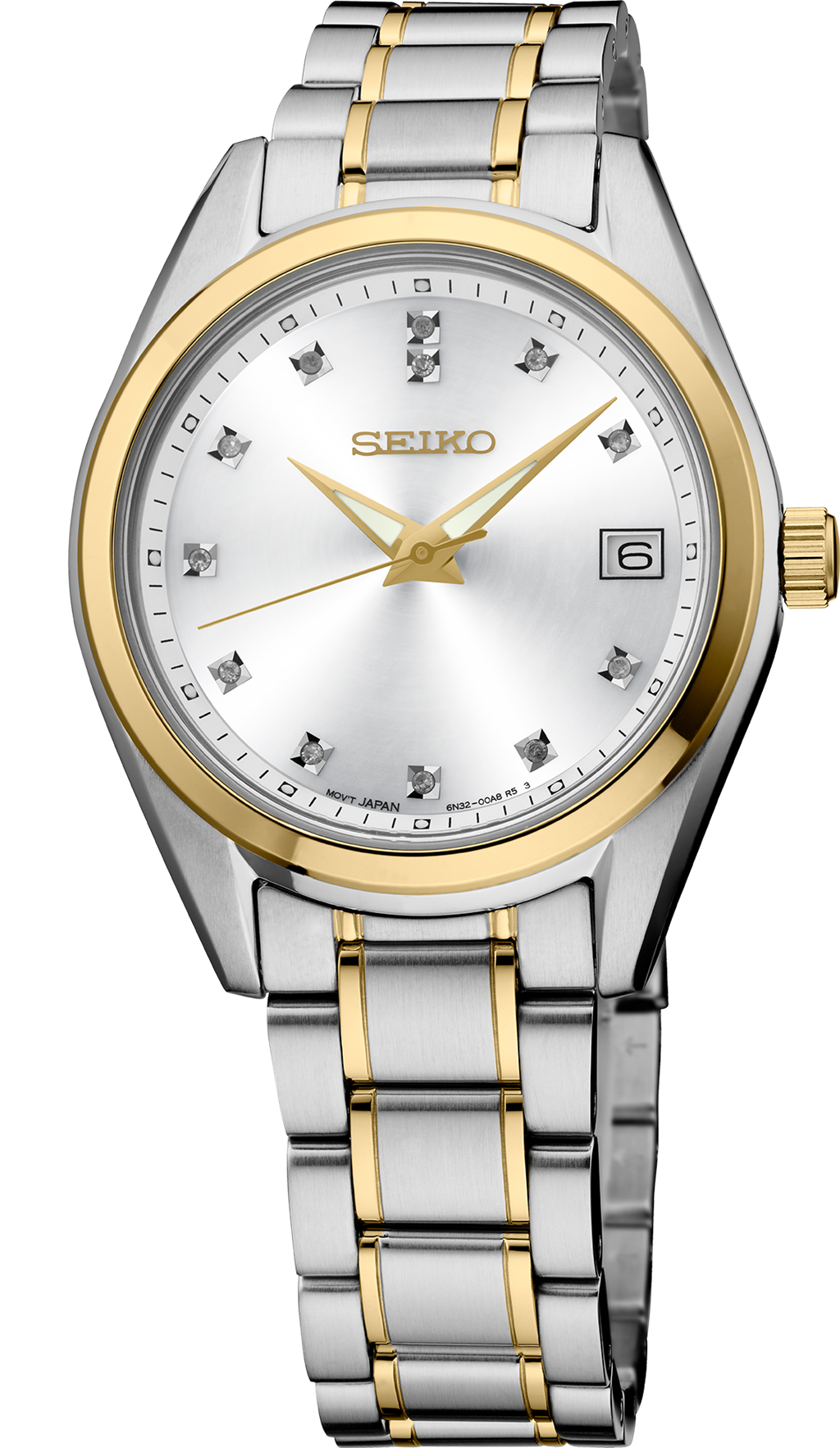 Seiko Two Tone Stainless Steel White Diamond Dial SUR582