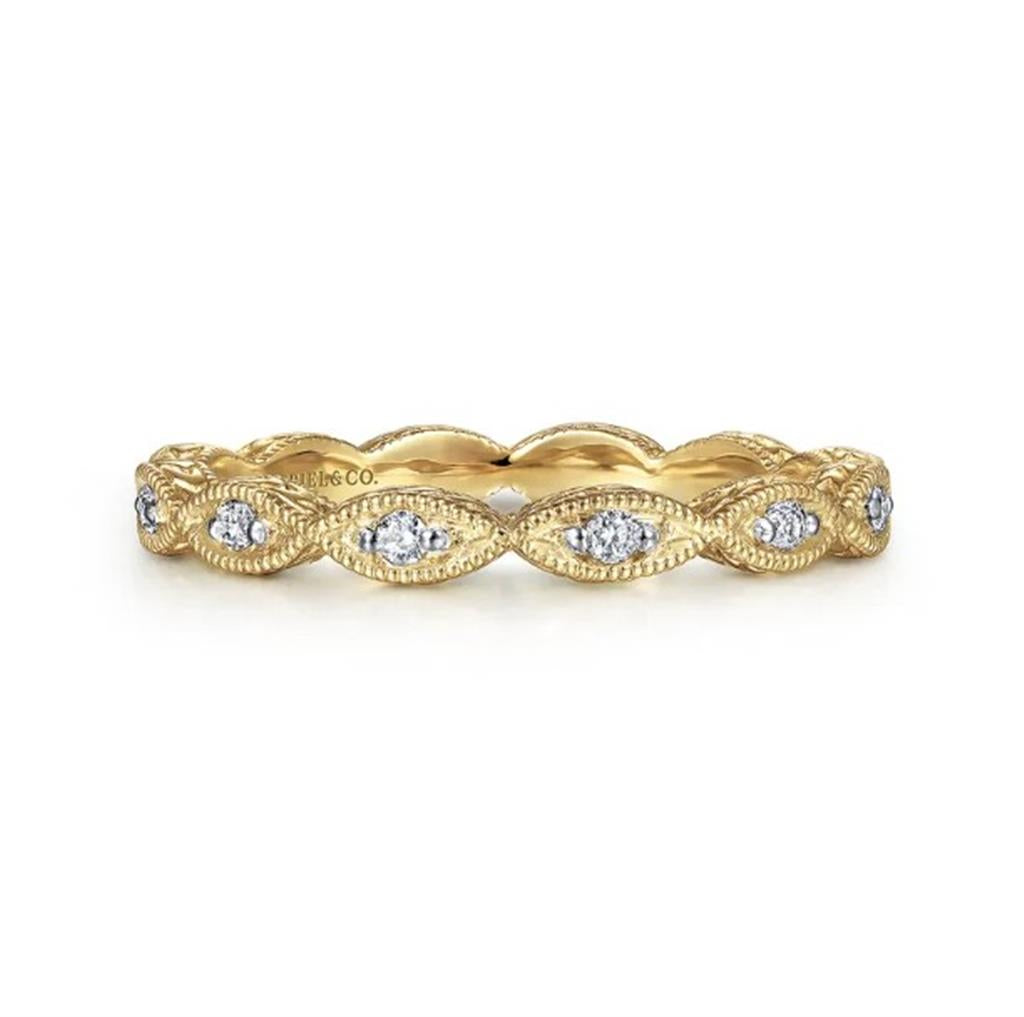 14KT Yellow Gold Diamond Marquise Wedding Band Designed By Gabriel & Co.