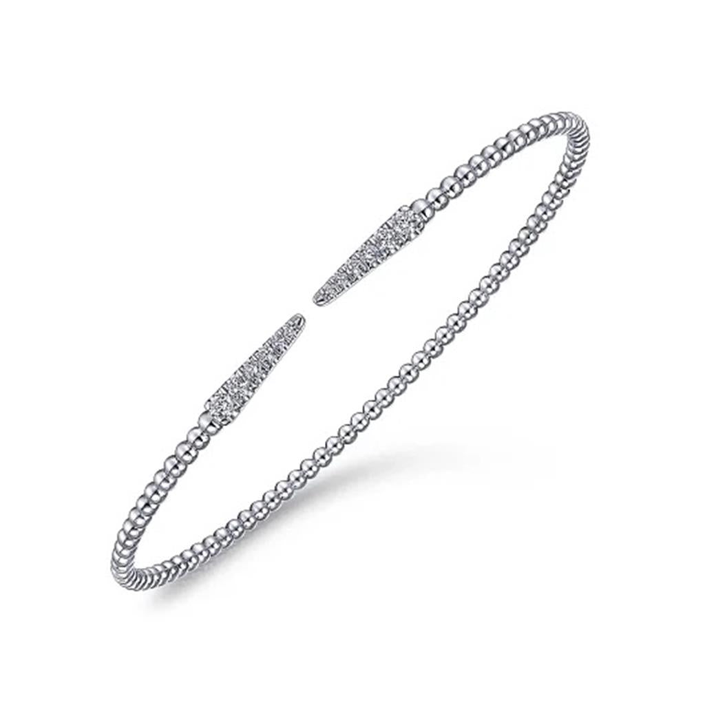 14KT White Gold Bujukan Diamond Spikes Split Bangle - side angle
