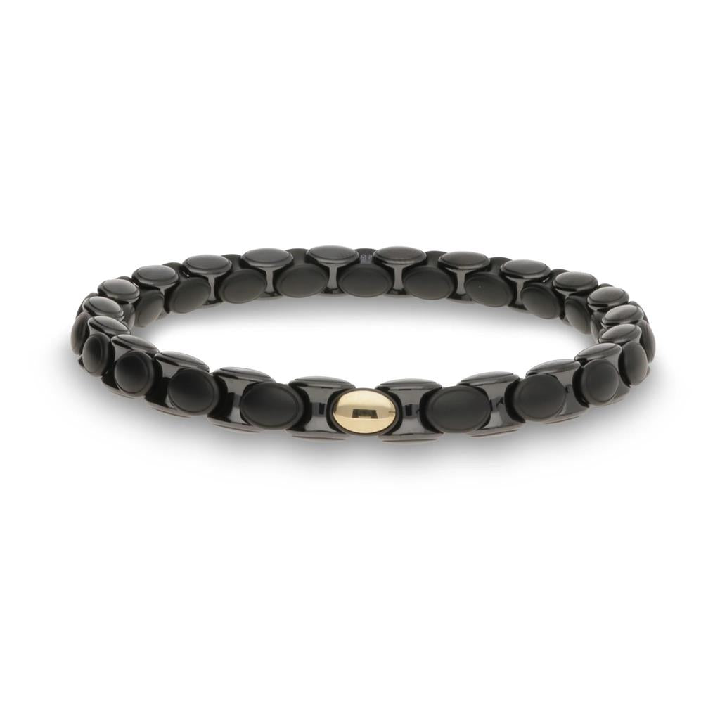 Anacondino Black Ceramic & 18KT Yellow Gold Stretch Bracelet