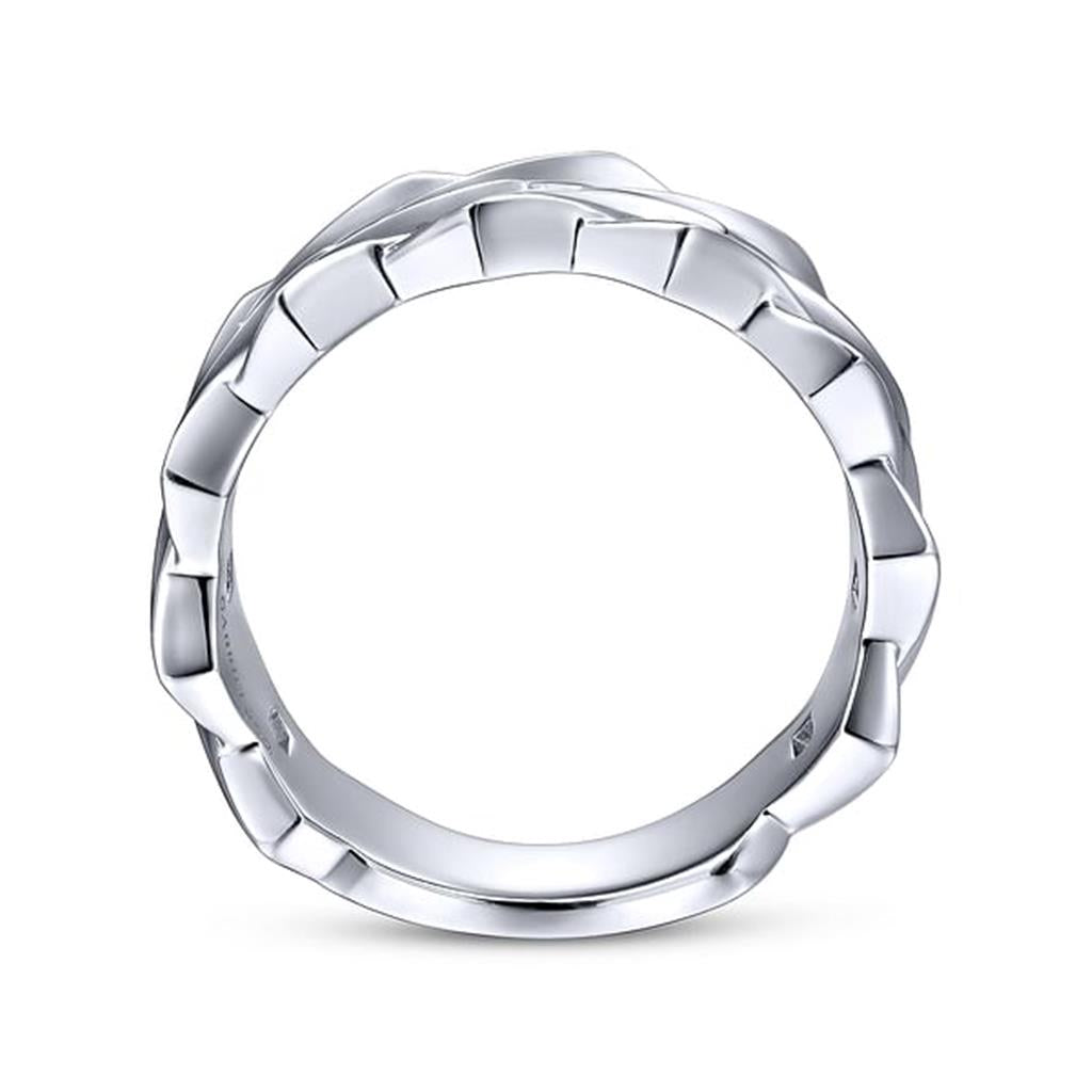 Wide 925 Sterling Silver Chain Link Band in High Polished Finish