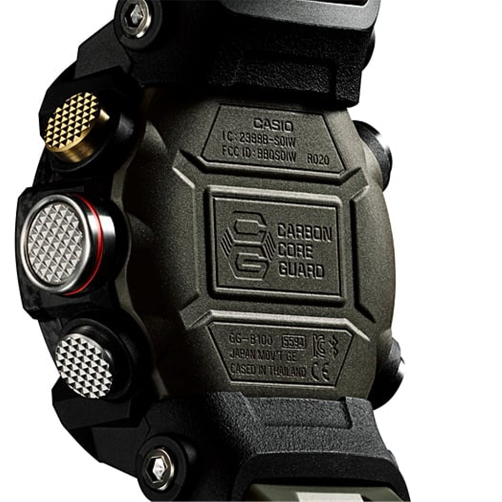 Carbon Fiber/Green Resin Mudmaster G-Shock Watch - backside view