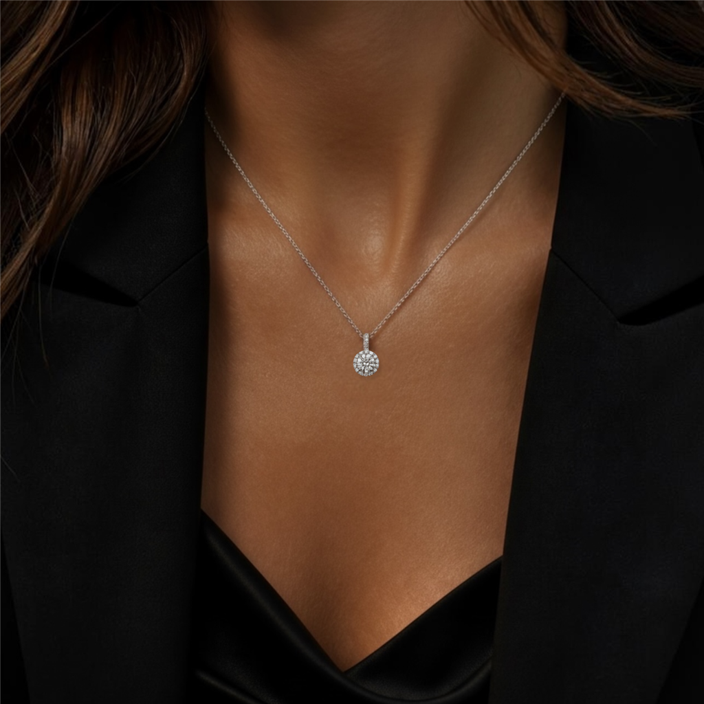Eternity Round Diamond Halo Pendant