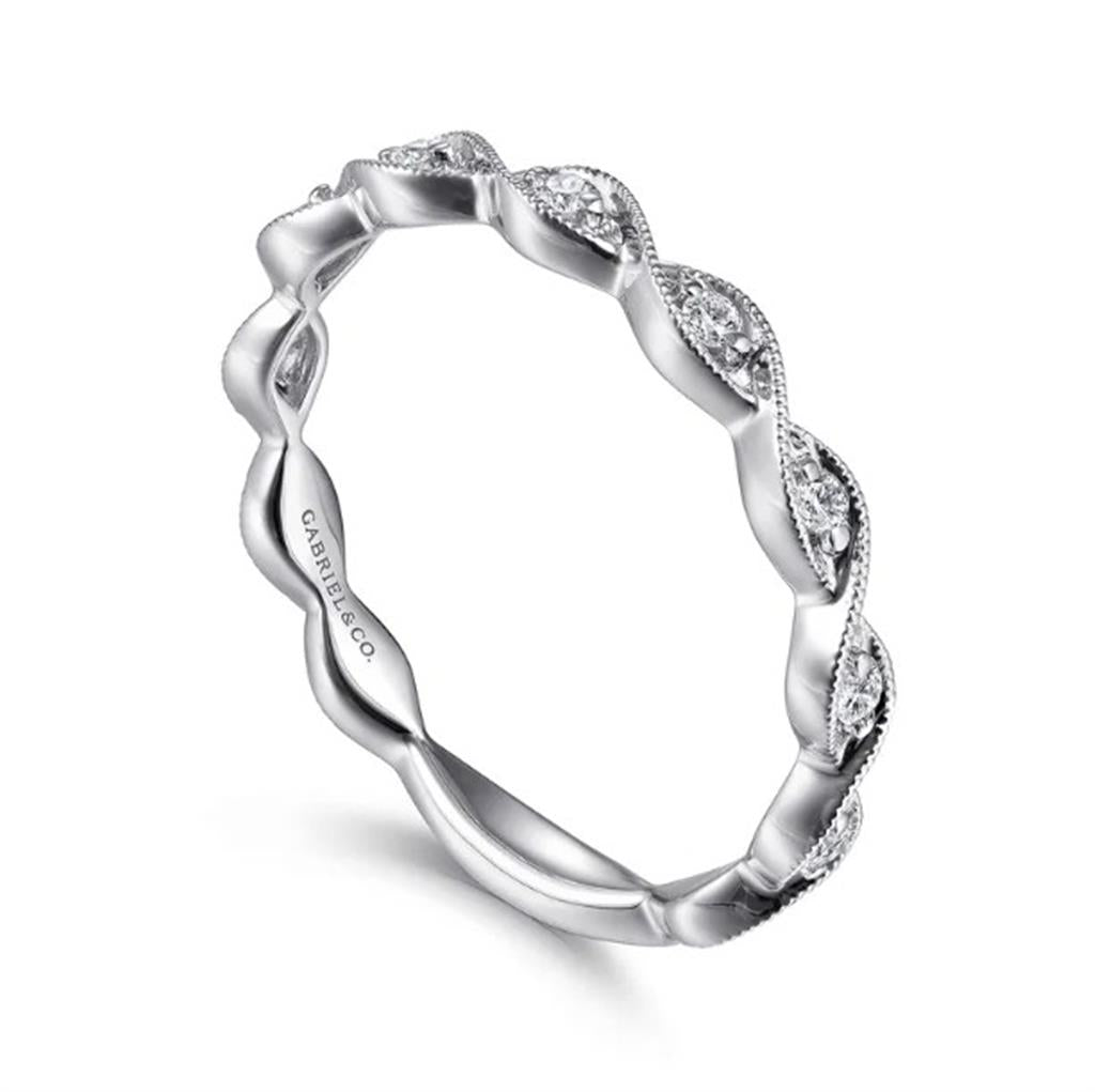 14KT White Gold Twisted Diamond Wedding Band Designed By Gabriel and Co.