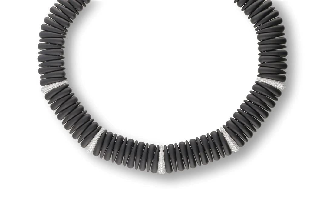 Artiglio Black Ceramic & 18KT White Gold 5-Station Diamond Necklace