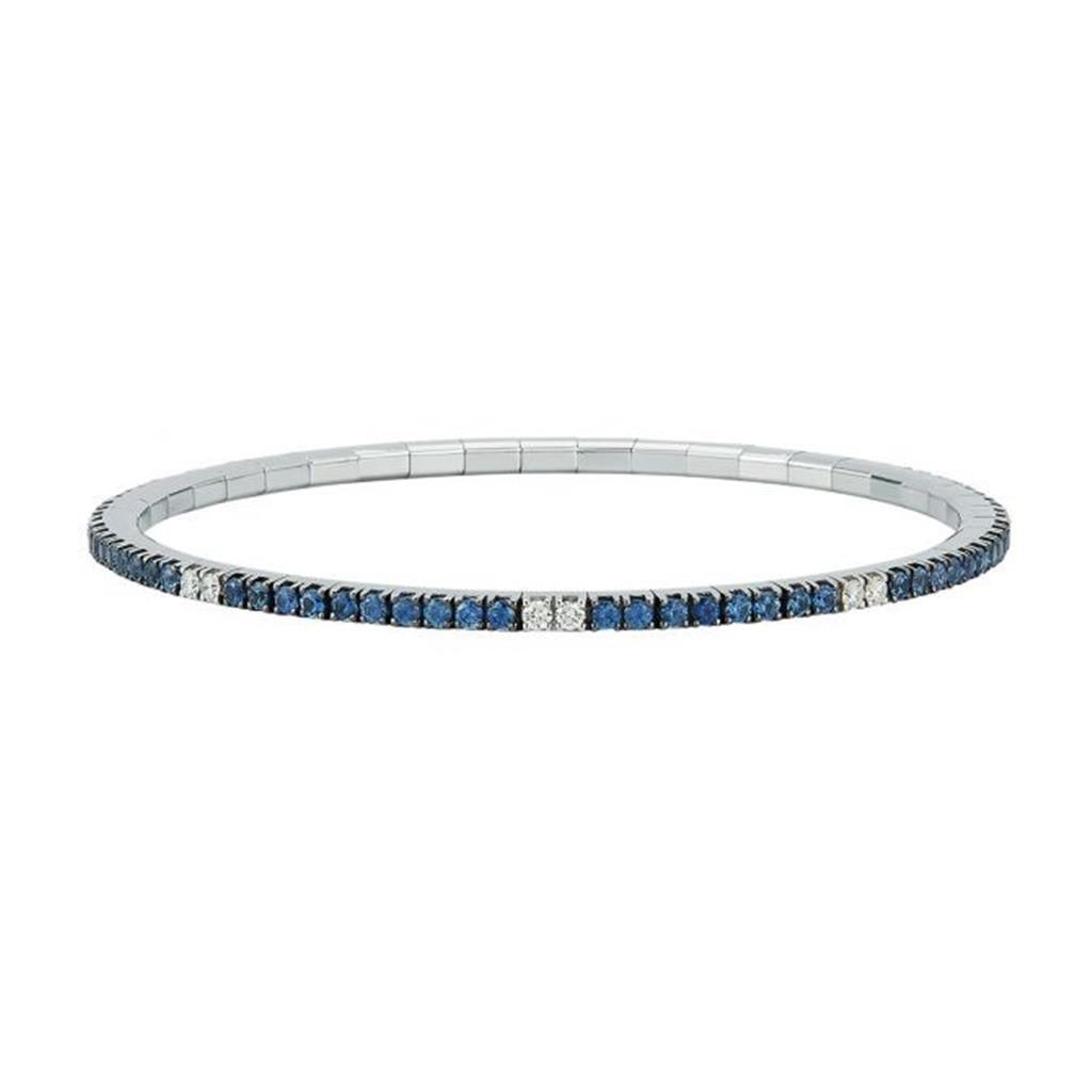 Demeglio 18KT White Gold Blue Sapphire & Diamond Bracelet |