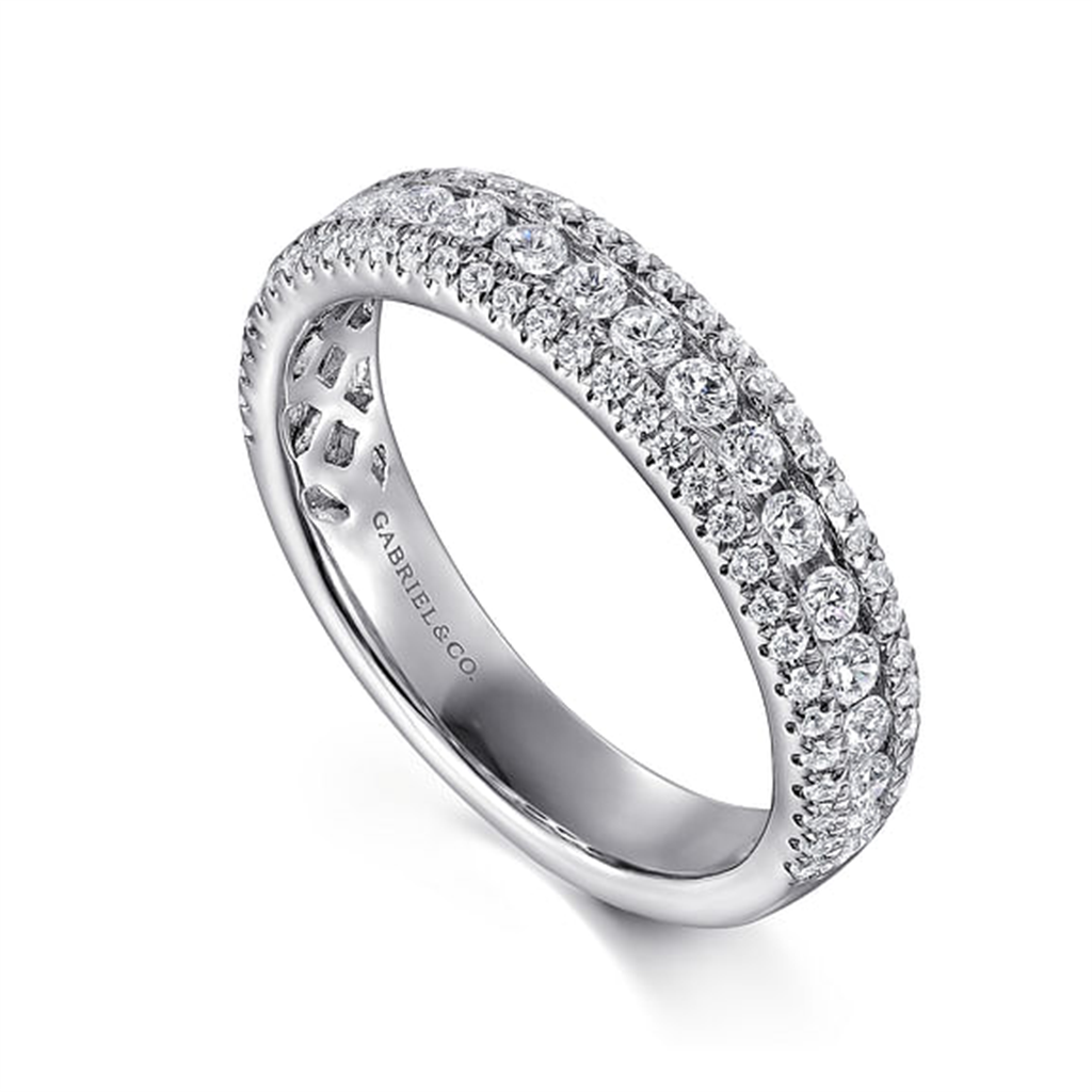 14KT White Gold Wide Diamond Wedding Band Designed By Gabriel & Co.