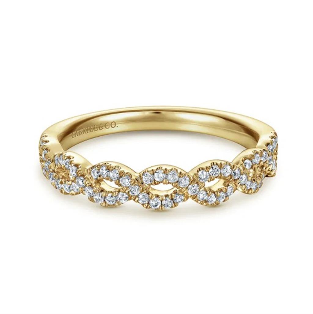 14KT Yellow Gold Twisted Diamond Wedding Band Designed By Gabriel and Co.