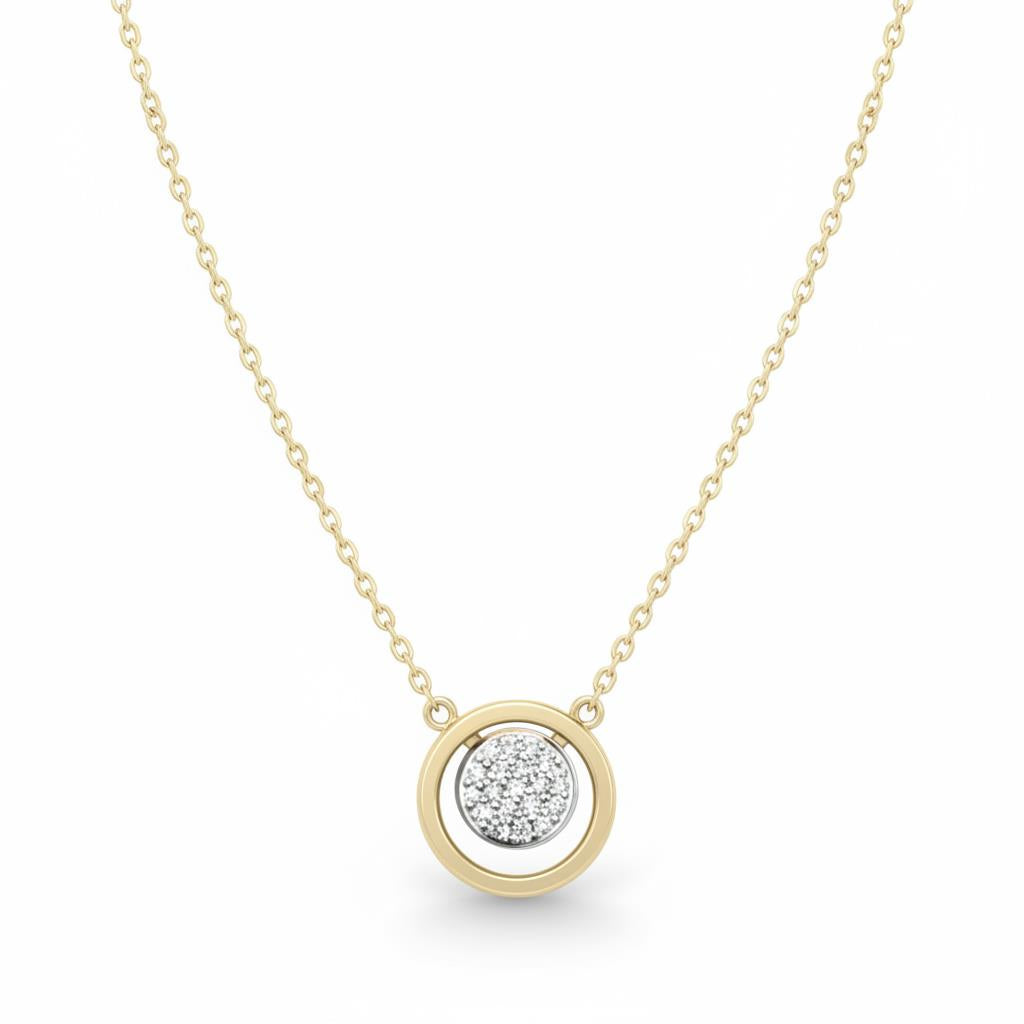 14K Yellow Gold Diamond Micro Loop Pendant Necklace | 0.10ct