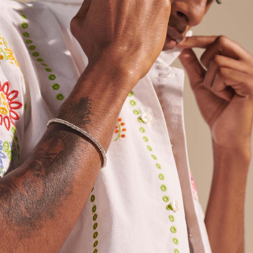 Sterling Silver Beaded 4mm Heishi Bracelet 