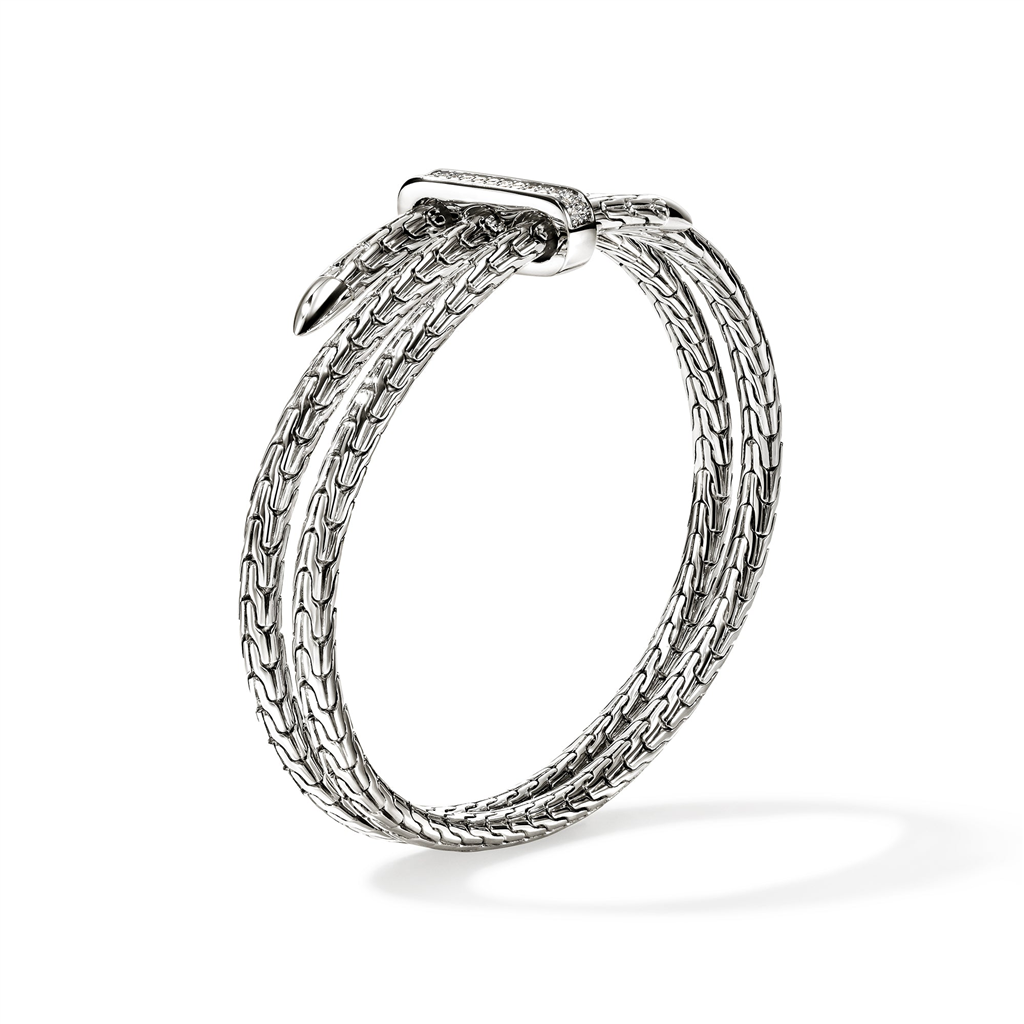 Double Flex Spear Cuff Bracelet – 4mm Sterling Silver with 0.23ct Diamond Pavé 