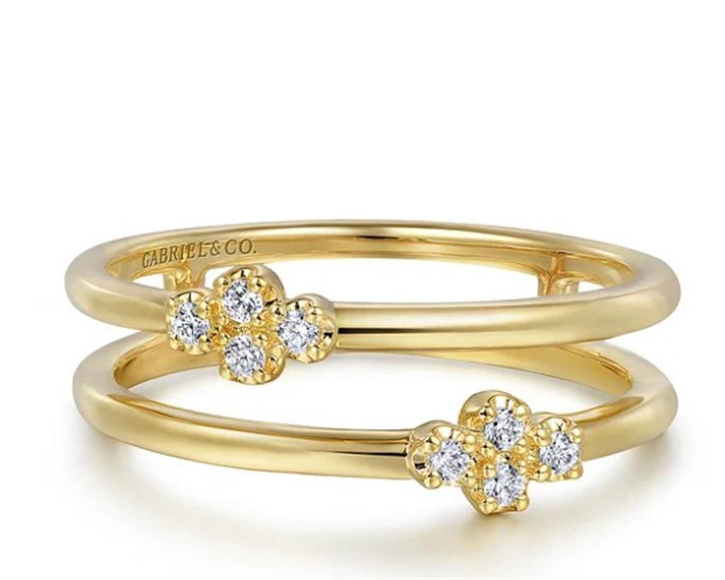14K Yellow Gold Diamond Easy Stackable Ring