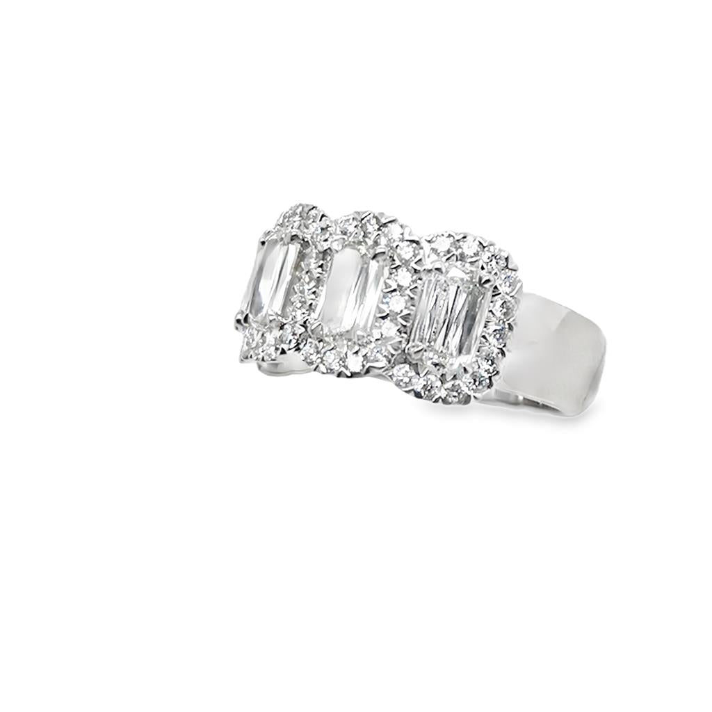 18kt White Gold 5-Stone L'Amour Crisscut Diamond Halo Fashion Ring